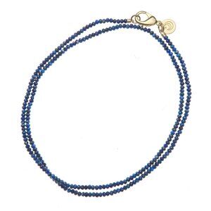 Jane Win Double Wrap Diamond-Cut Lapis Beaded Necklace 32"